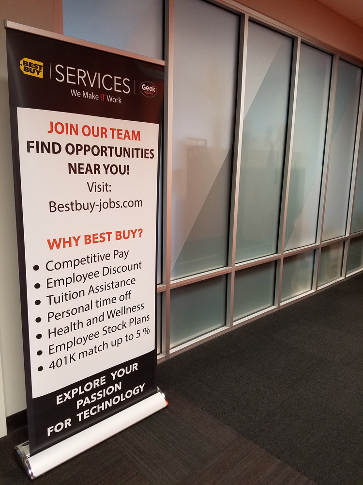 Recruitment hallway signage
